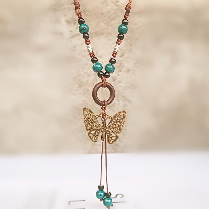 TEMU Women's Handmade Bohemian Pendant Necklace - Jewelry Suitable For Parties, Festival Gifts & Wear - Retro Chain For Weddings, Festivals, (no Coating,)