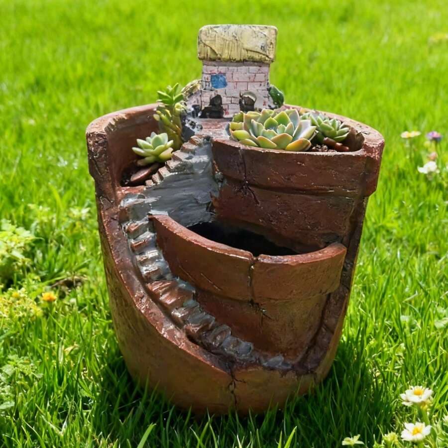 TEMU 1pc Aerial -shaped Succulent Planter, Suitable For Desktop, Balcony, Garden, Lawn Placement, Not Occupying Space, Tiered Structure 3d Garden Effect, Perfect Gift Gardening Gift Home Decor