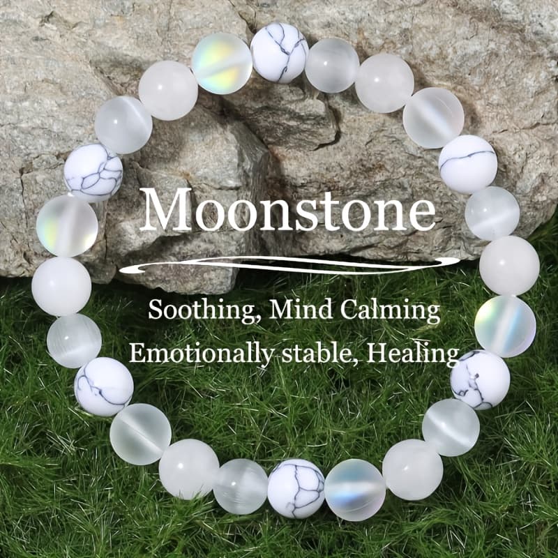TEMU 1pc Bohemian Bead Bracelet Suitable For - White & White Stone, Party Wedding Christmas New Year Gift, Boho