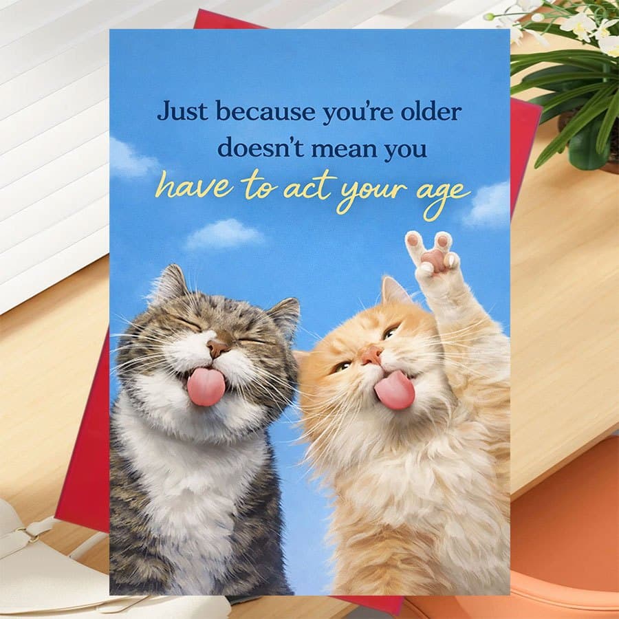 TEMU 1 Greeting Card And 1 Envelope 1pc Greeting Card For Cat Lovers To That Age Shouldn't Limit Spirit
