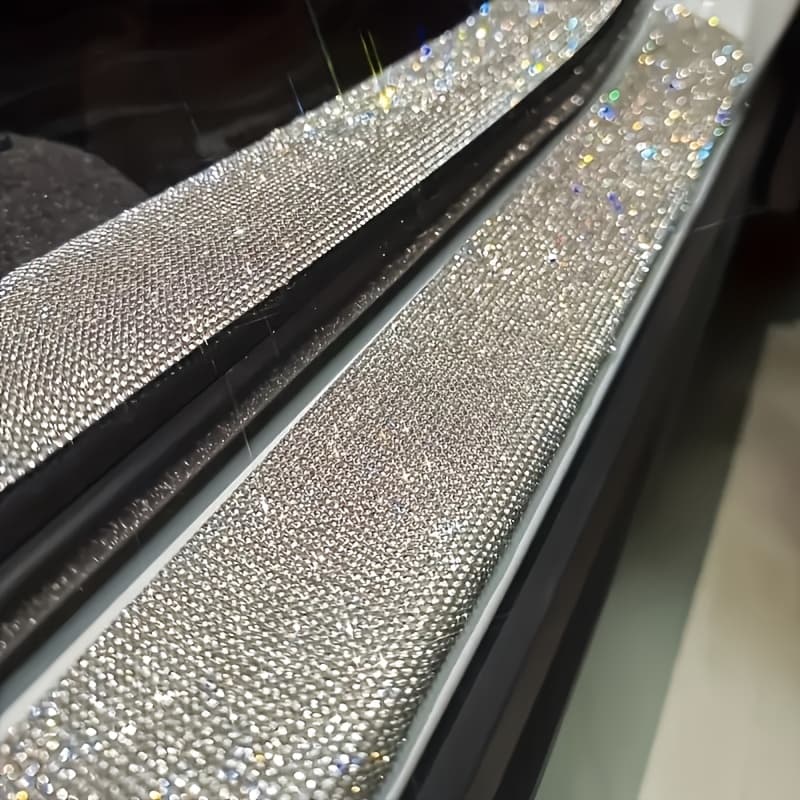 TEMU Long (55 Cm) Crystal Car Trim Strip, Shiny Crystal Sill Trim, Car Door Protection Sticker, Diamond Sticker