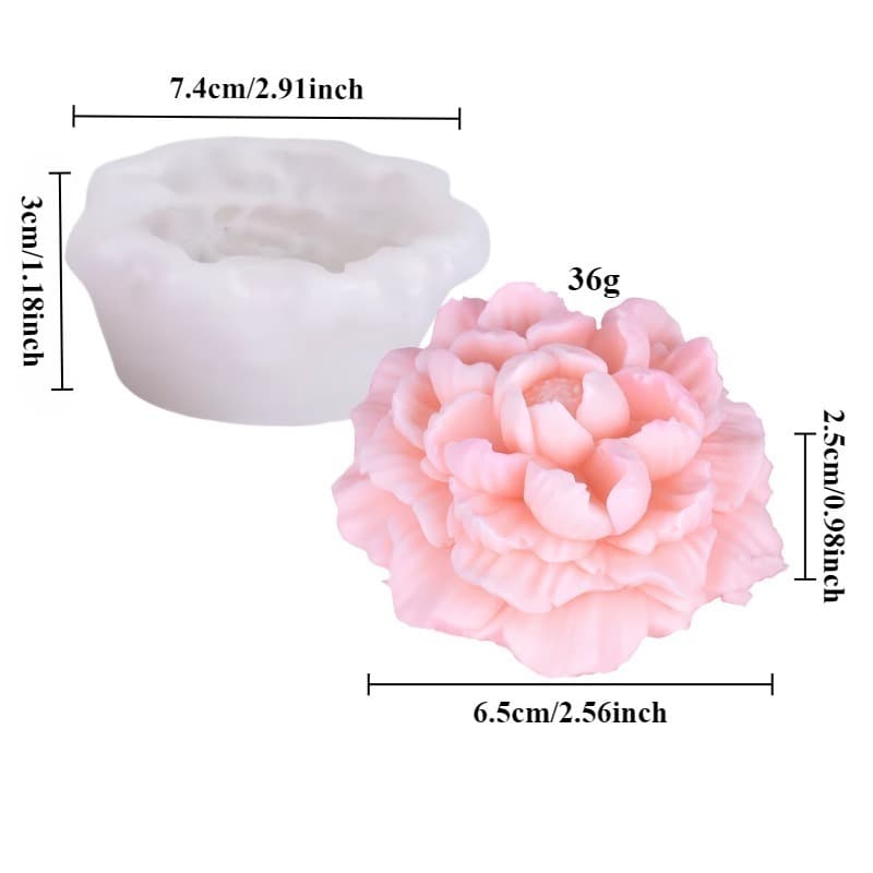 TEMU 1pc Exquisite Flower Silicone Candle Mold, 3d Rose And Peony Scented Candle, Gypsum , Cement Clay Soap Mold, Diy Handcrafted Supplies, Wedding Decoration, Display Item, Valentine's Day Gift