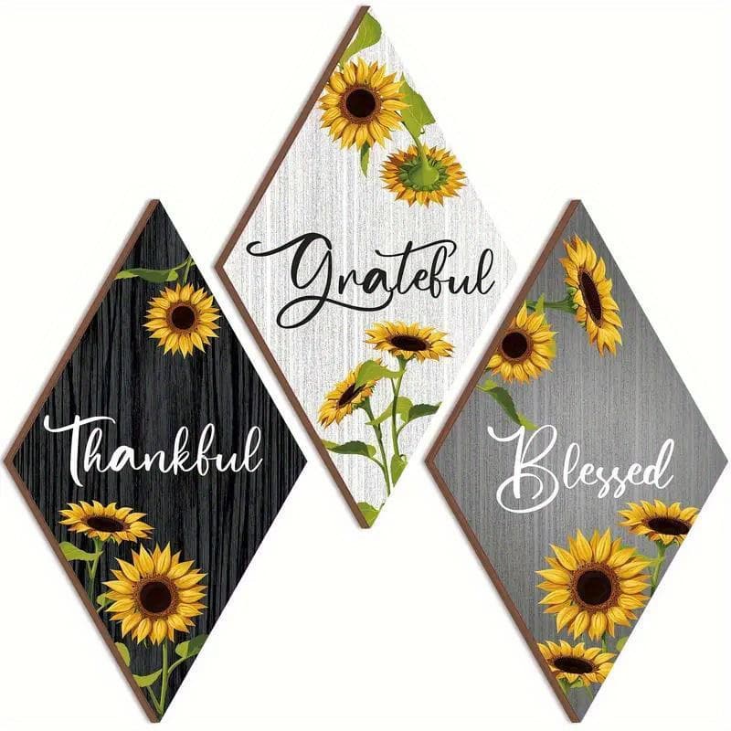 TEMU 2d Flat - 3 Flat Wooden Pieces Featuring Rustic - Adhesive That Nails, Perfect For Expressing Gratitude, Appreciation, And . Ideal For Enhancing The Decor Of Living Rooms, Bedrooms, Home Offices