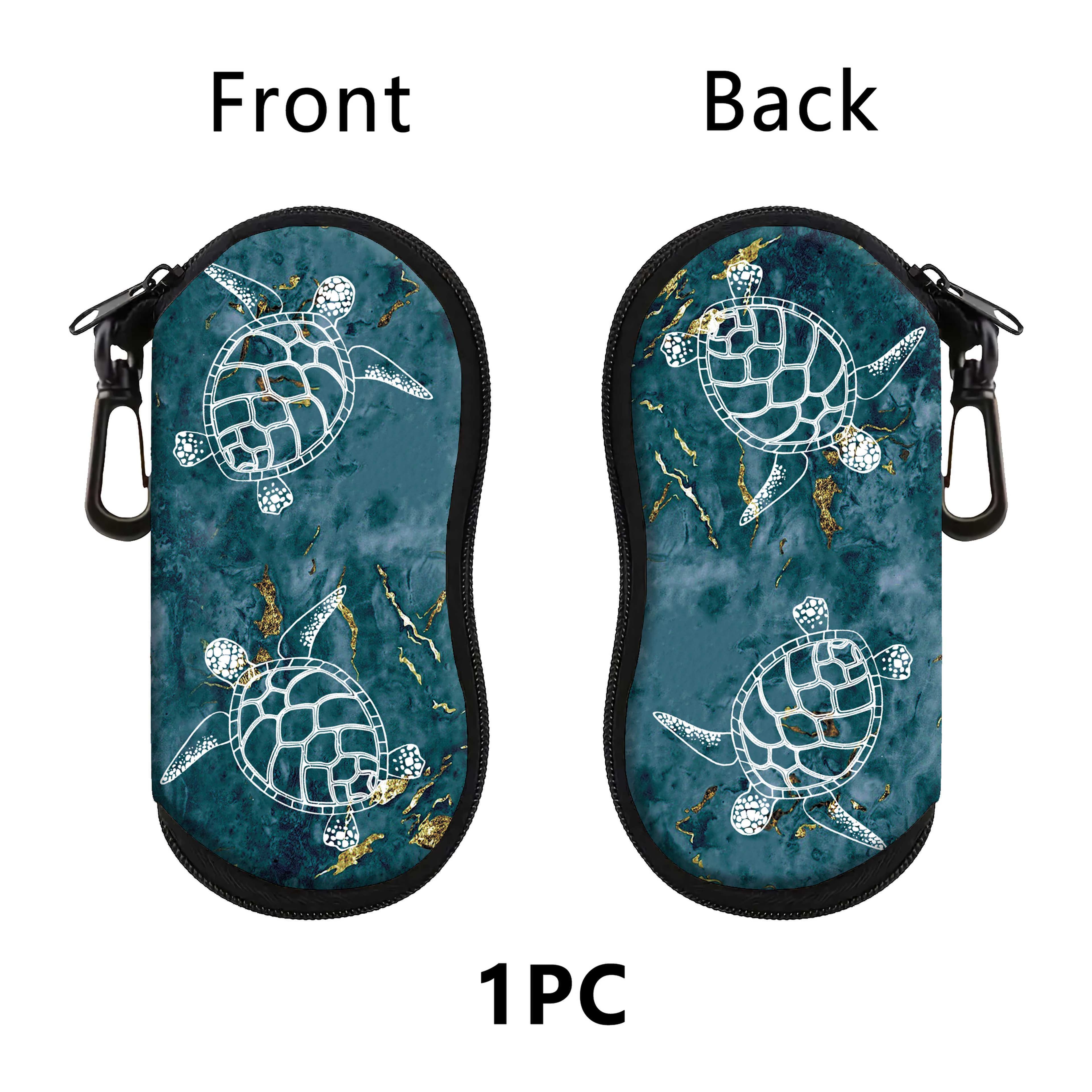 TEMU 1pc Sea Turtle Glasses Case Portable Zipper Glasses Case Safety Zipper Eyeglass Pouch