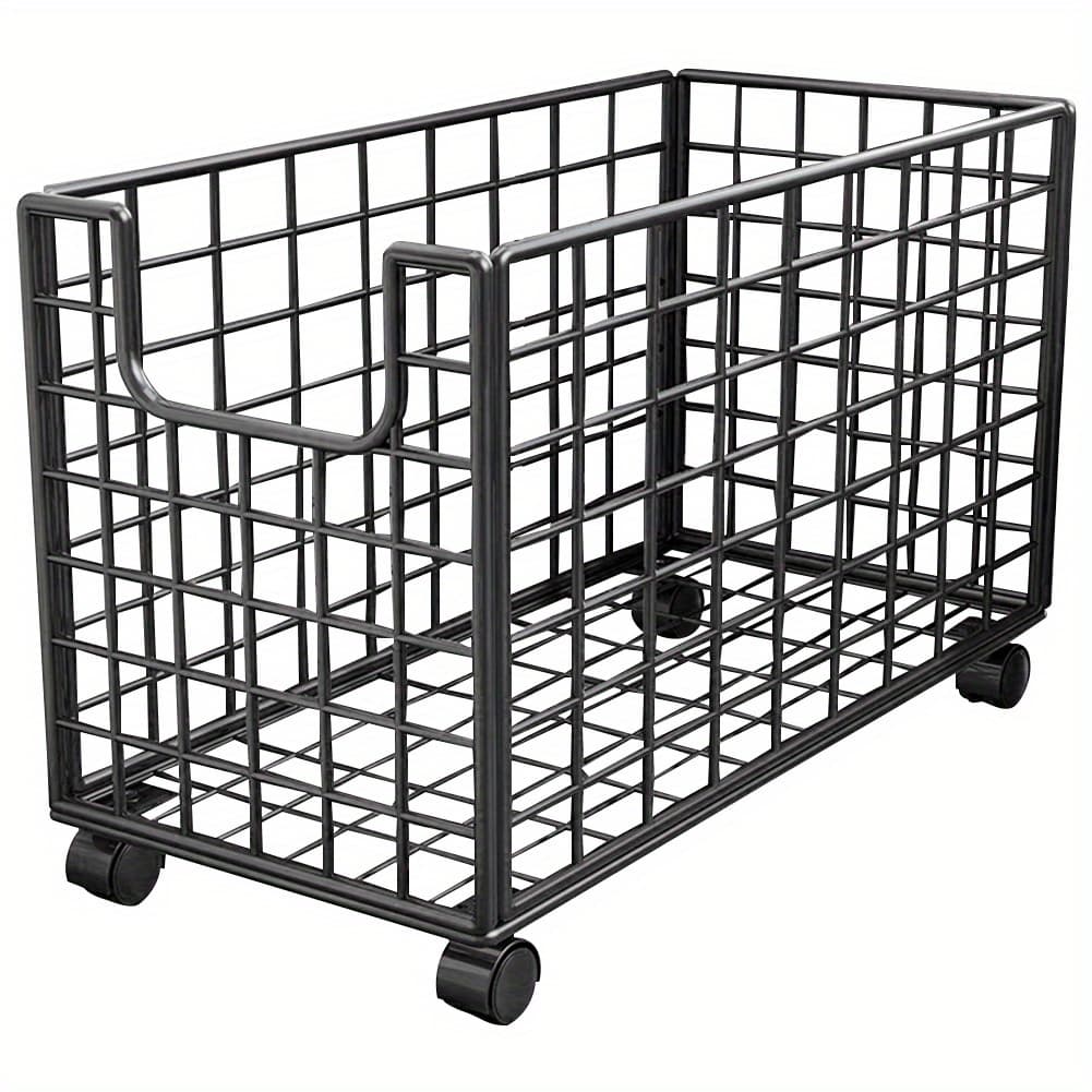 TEMU 1pc Metal Storage Basket With Wheels, Multifunctional Organizer For Laundry, Bathroom And Kitchen, Without Lid, Baskets, Boxes And Containers, Shelf Baskets