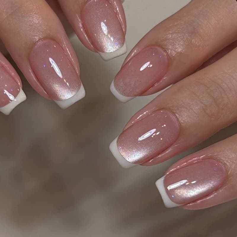 TEMU 48pcs Of European White Border Eye European And Nail Plates, With A Glossy Surface, Suitable For Women