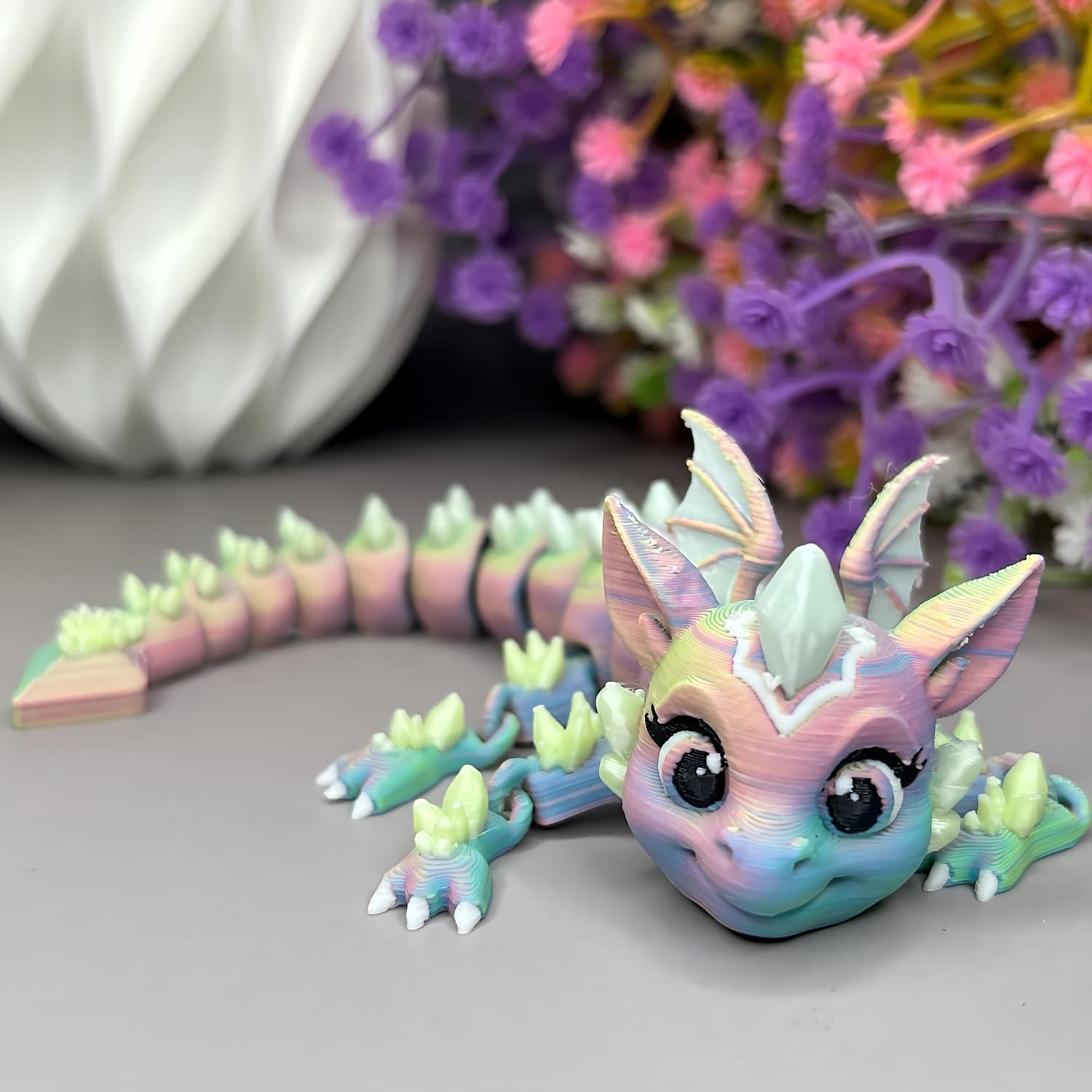 TEMU 1pc 3d Printed Cute Figurine- Vibrant Multi- Decor, Durable Plastic Collectible For Home Office Desk, Christmas Halloween Birthday Gift For , Whimsical Decoration, Eye Details