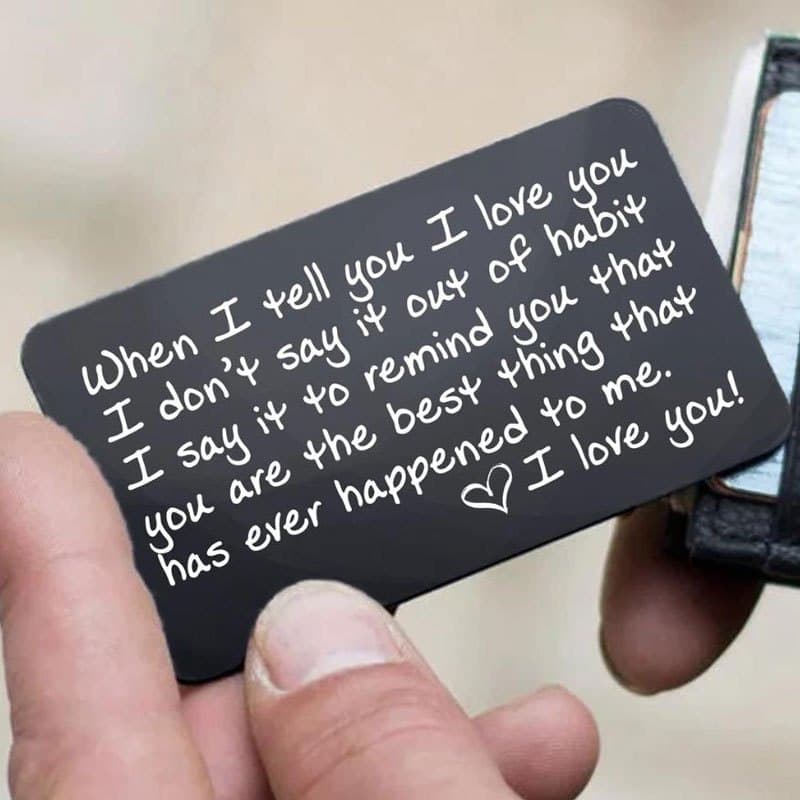TEMU 1 Engraved Wallet Card - For A Boyfriend, Anniversary Gift For A Husband, And Suitable Gifts For Men, Made From Aluminum With A Sandblasted And Anodized End