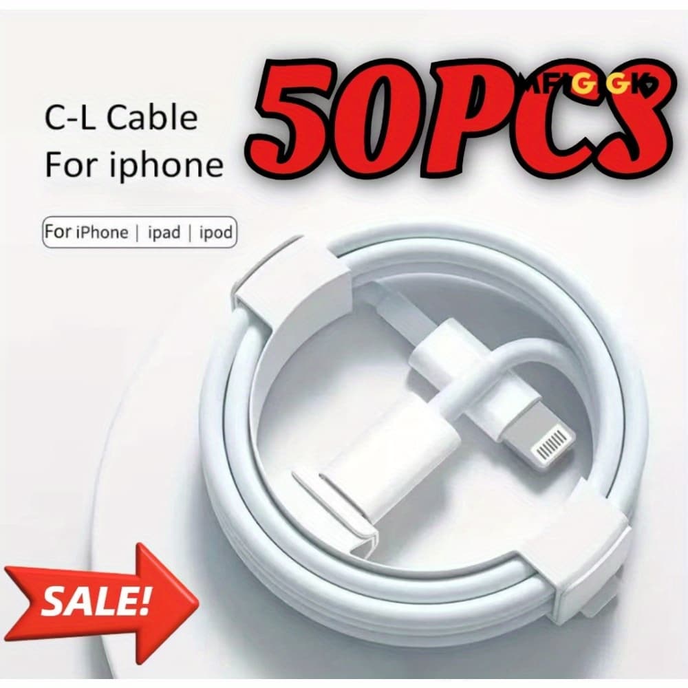 TEMU Mfiglgk 50pcs For For Iphone Quick Charging Cable Pd 30w Type C To Lightning Cable Compatible With For Iphone 14, 13, 12, 11 Pro Max, X, Xs, Xr, 8, And For Ipad Macbook Mfiglgk