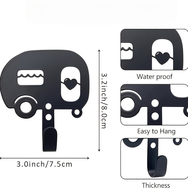 TEMU Adorable Camping-themed Wall Hooks, Suitable For And Rooms - Featuring A Design With A Wooden Shelf, Metal Key Rack, And Decorative Storage Space For Bags, Keys, And Additions