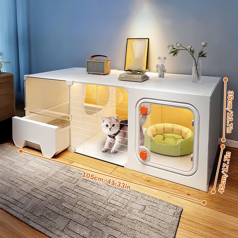 TEMU Cat Supplies Integrated Litter Box And Bedroom With Window Cat House Cat Litter Box Integrated Room Ideal Christmas And Halloween Gift