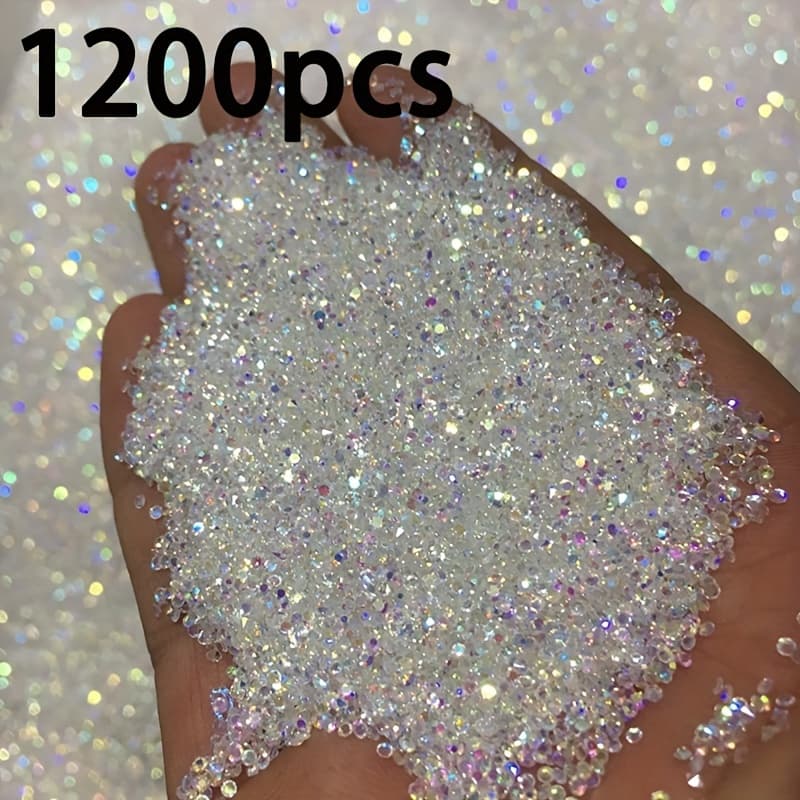 TEMU 1200 Mini Rhinestones - Sparkling Synthetic Gemstones Suitable For Nail Art, Clothing, & Making - Miniature Shiny Gems For Diy Crafts & Fashion Designs