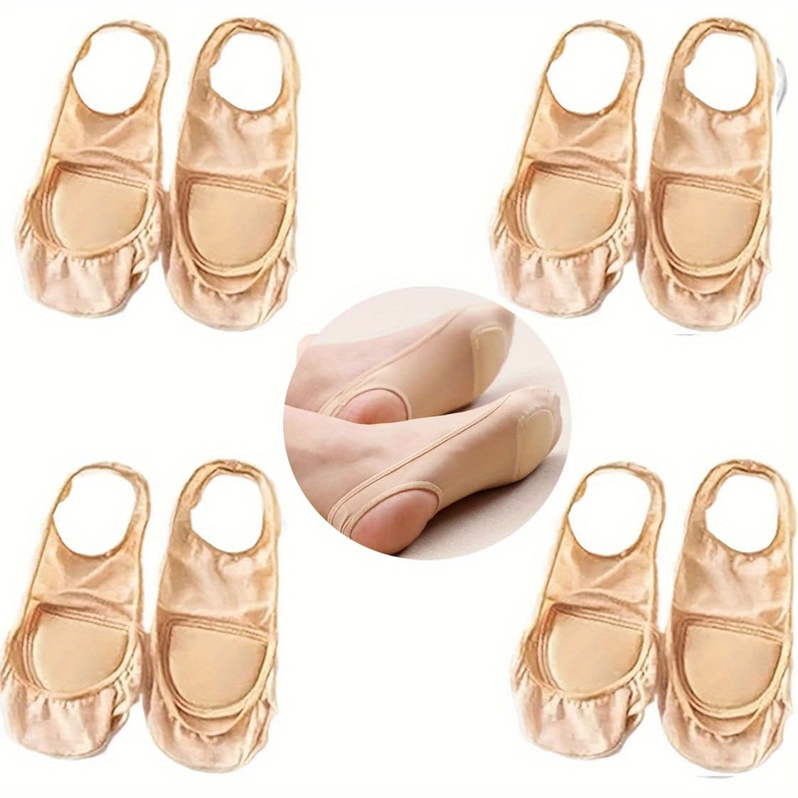 TEMU 8pcs Of Memory Foam Forefoot Socks, Seamless Non-slip Toe And Half Socks, Toe Protective Cover To Prevent Thick Skin On The Toe Corners