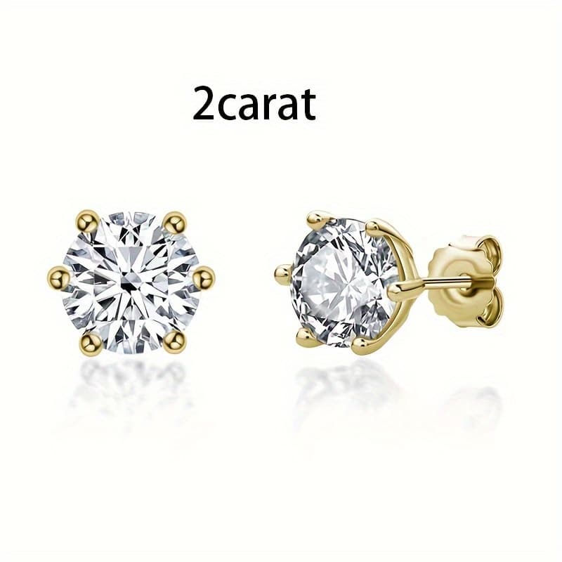 TEMU Elegant Moissanite Stud Earrings For Women- 1ct/2ct/4ct, Vintage Style Colors, S925 Sterling Silvery, Perfect For Casual Attire