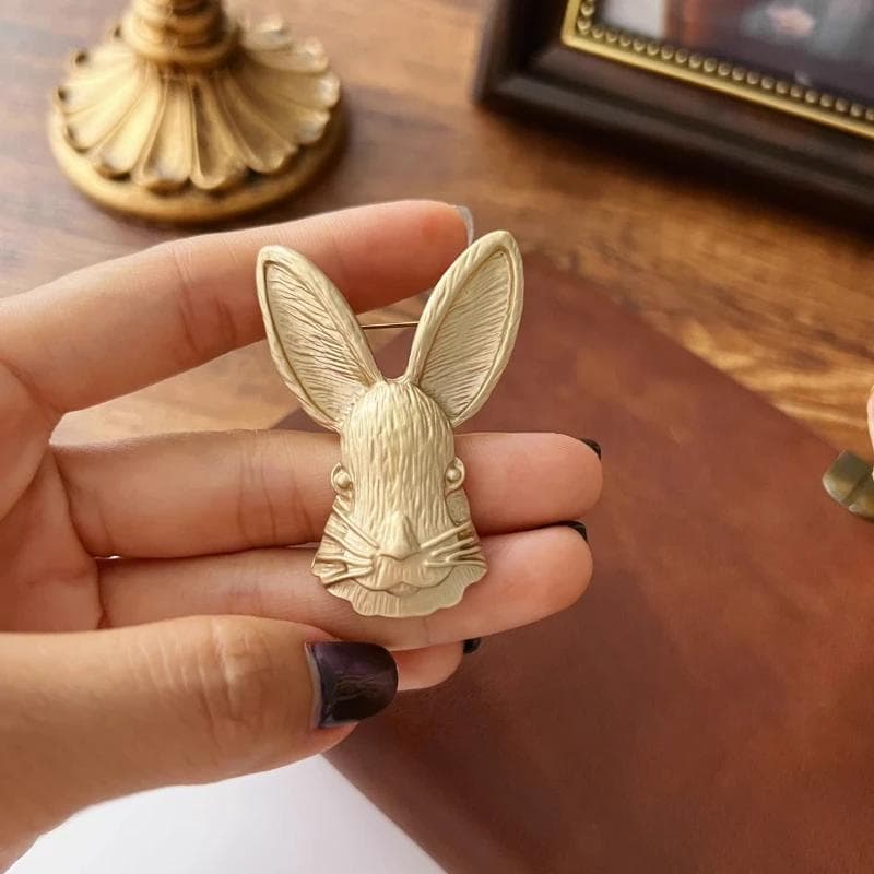 TEMU Vintage Matte Golden Color Bunny Brooch, Suit Coat Clothing Additions Pins, Holiday Party Couple Gifts