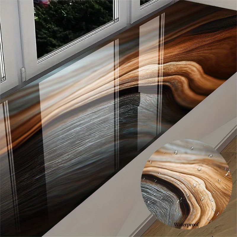 TEMU 2pcs Self-adhesive Wood Grain Pvc Film Desktop & Wall Stickers Suitable, Bathroom, Doors, Windows - Waterproof Glossy Wood Plank Decals, /cabinet Decor, Irregular Shape (no Removal)