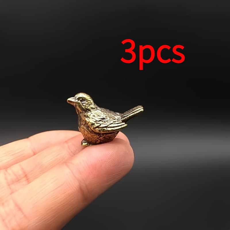 TEMU 3pcs Mini Sparrow Small Ornaments, Handmade Metal Crafts, Modern Desktop Decoration, Suitable For Bedroom/living Room, Great Gift , Cute Decoration, Small Statue Ornaments, Best Gift