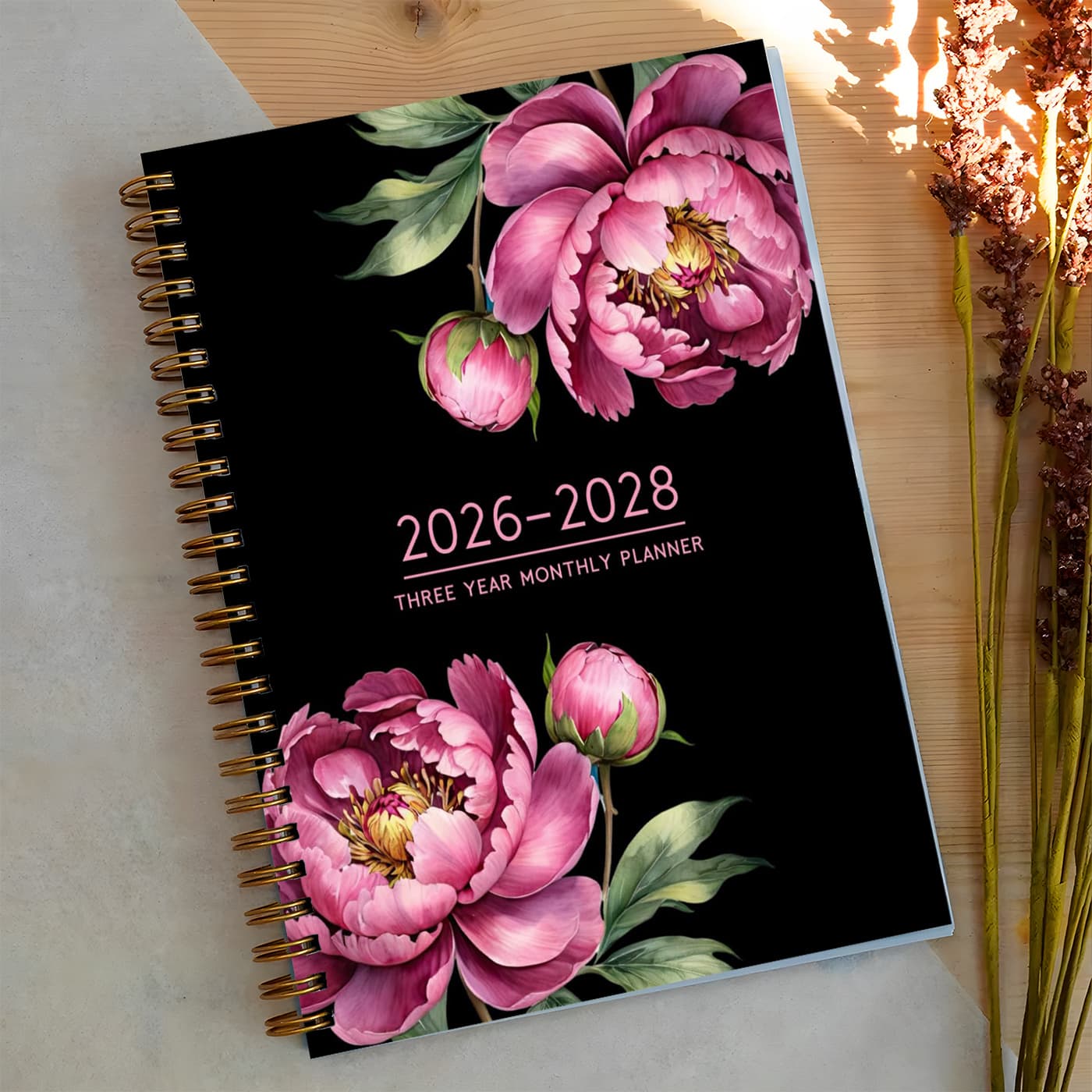 TEMU 1 Pack Professional 2026-2028 Monthly Planner | Gift | Floral .5x8.3 Inch With Calendar, Contacts, Notes Pages | For Office Use