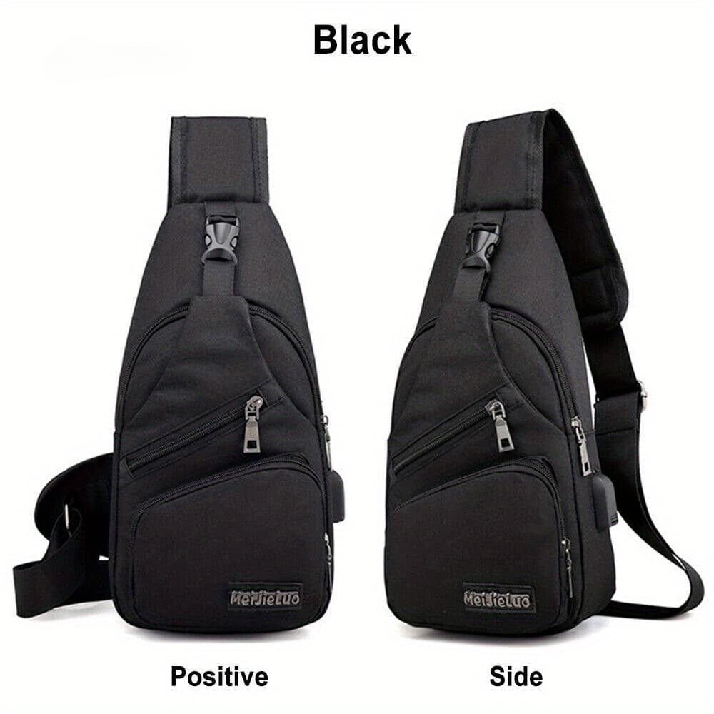 TEMU Sling Chest Bag Shoulder Bag With Usb Charging Function, Portable Design, Practical And Fashionable, Enhance The Of , Outdoor Travel, Hiking, Camping Bag, Camping Additions, Holiday Gifts