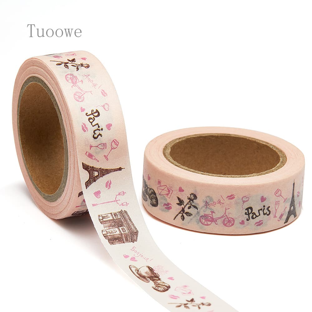TEMU 1pc Paris Hand-painted Symbol Washi Tape Masking Tape Stationery For Projects, Scrapbooking And Office Supplies Decorative Adhesive Paper Tape