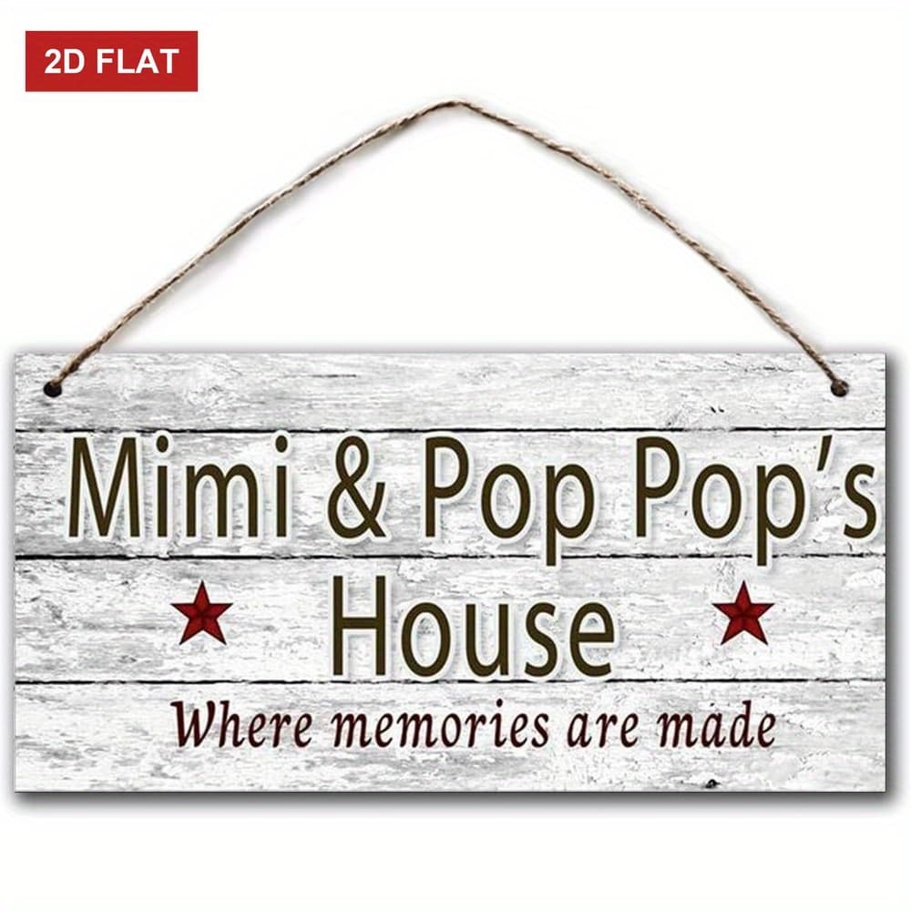 TEMU 2d Flat, Distressed & Pop House Sign - 2d Flat Wall-mounted Artificial Grandparents' Nameplate Suitable For, - Gift For Christmas & For Halloween Decorations, 2d Flat