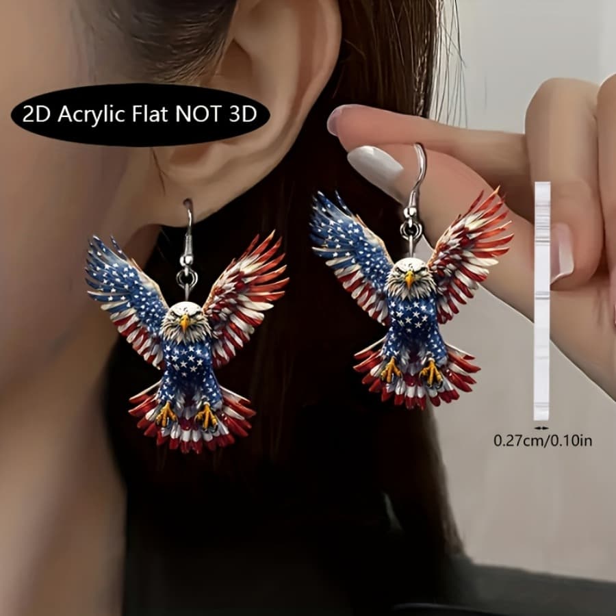 TEMU 2d Flat - 1 Pair 2d Flat Day Stylish Minimalist Eagle Earrings, , Party & Commemorative Jewelry, Versatile & Exquisite, Perfect Gift For Christmas & Birthdays