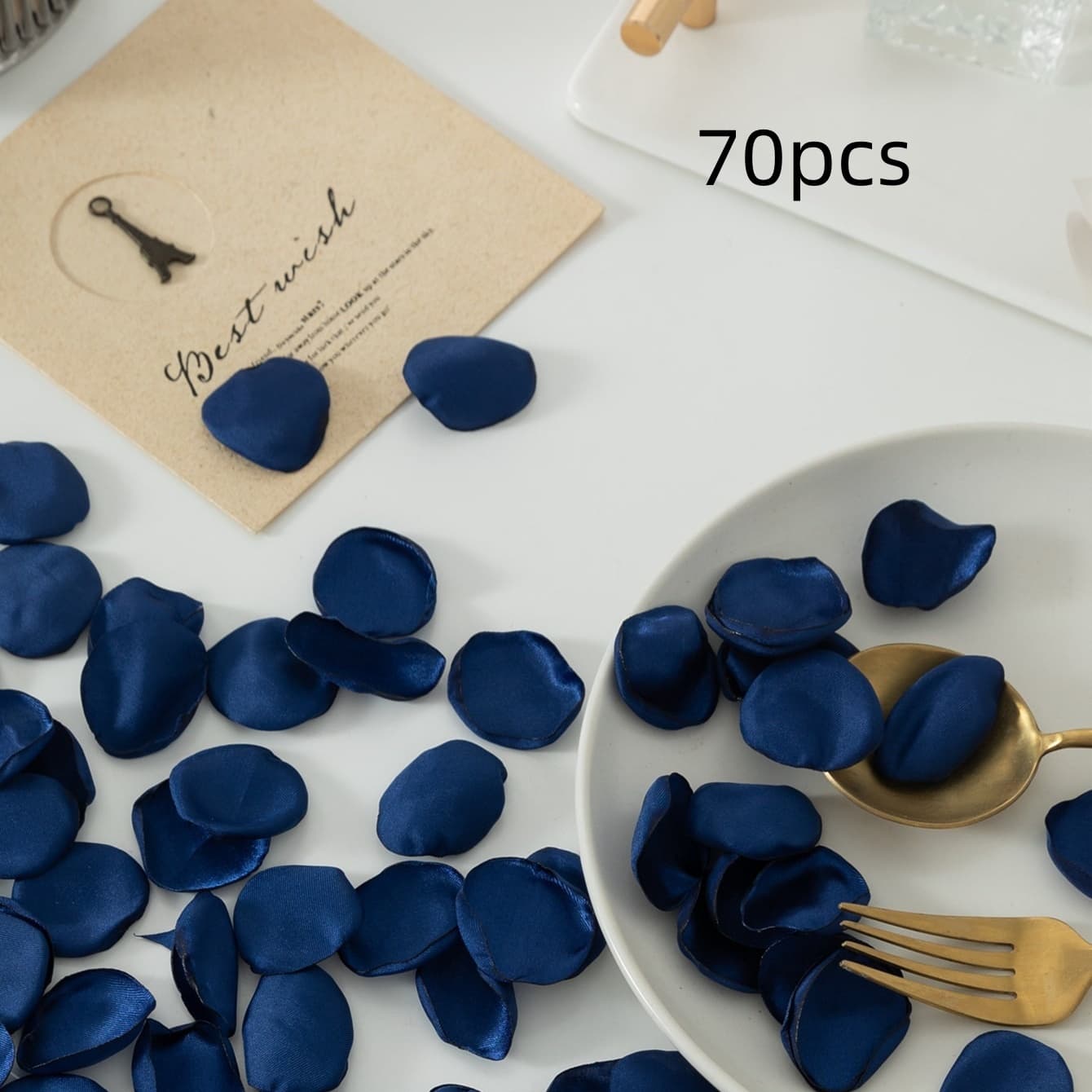 TEMU 70/140/230 Navy Blue Faux Silkyy Rose Petals, Suitable For Wedding Baskets, Aisle Scattering, Table Centerpieces, Party Confetti, And Romantic Night Decorations For Bridal Showers