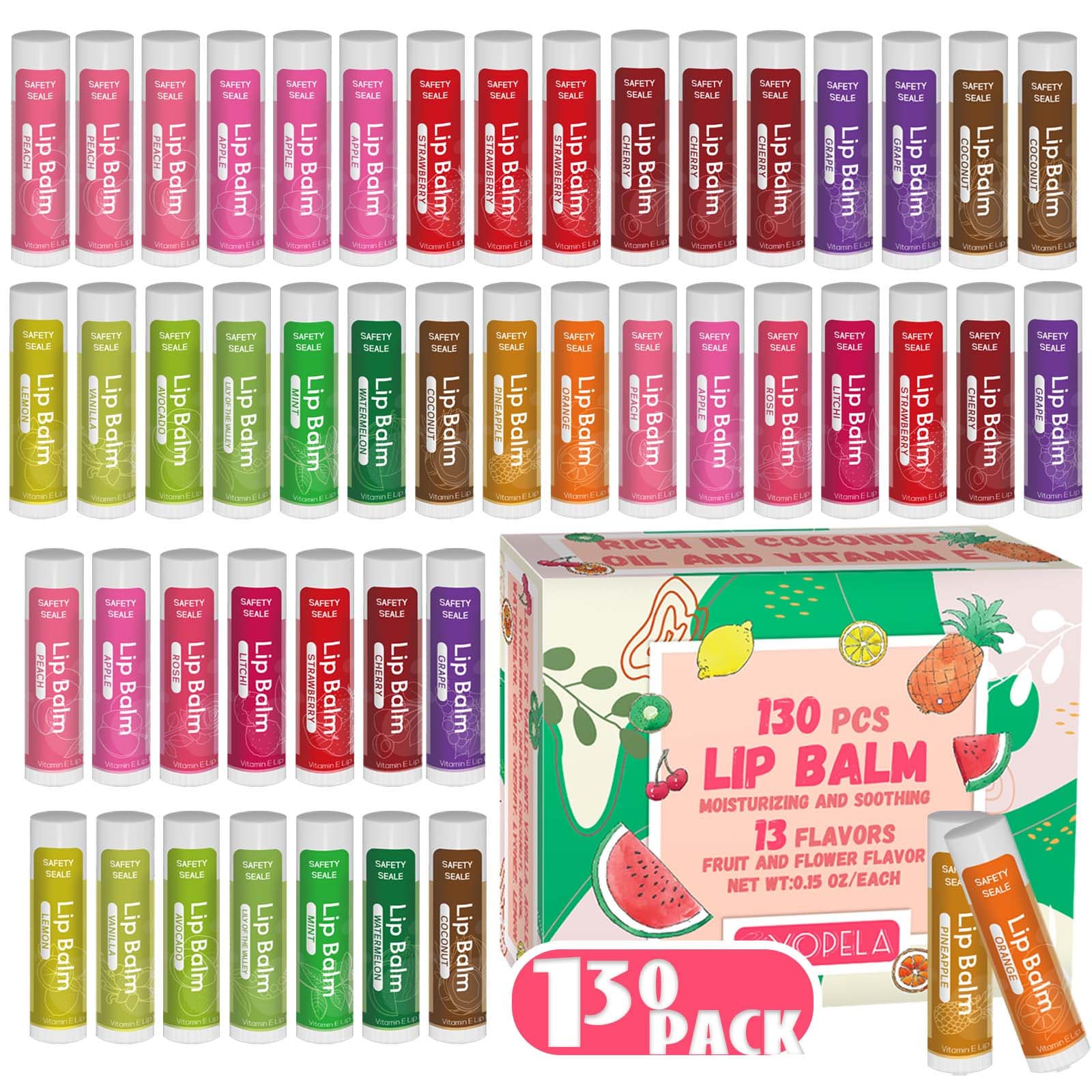 TEMU 130 Packs/box, Lip Balm Set, Lipstick Gift Set, And Dry Lips, Women's Gifts, Gifts, Party Supplies Gifts, Souvenir Gifts - 10 Flavors