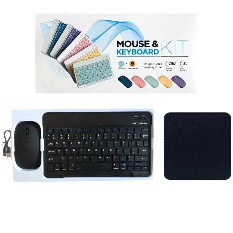 TEMU 4pcs Portable - Quiet Rechargeable Wireless-compatible (for /) Computer Keyboards With Usb- Mouse Pad Suitable For Phones, Tablets, Pcs, Smartphones & Tablets - Ideal For Travel & Office Use