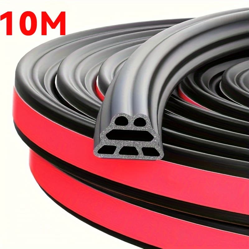 TEMU 1pc Universal 196.85in/393.7in Self-adhesive Synthetic Rubber Car Door Seal Strip, Noise Reduction Multi-cavity Design Suitable For Front Door, Hood, Trunk, Halloween, Christmas, Thanksgiving Day