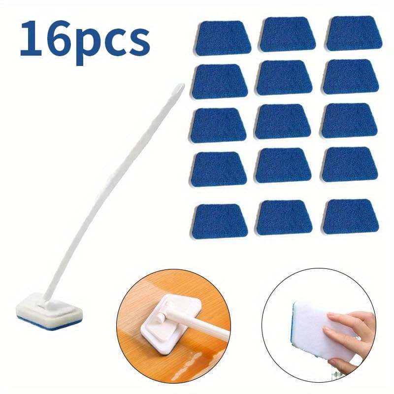 TEMU Multi-piece Set Of Ergonomic Bathroom Cleaning Brushes With Removable Sponge - 22 Inch Extended Handle Brushes For Tubs, Tile Grout, Glass Showers And Outdoor Patio Maintenance