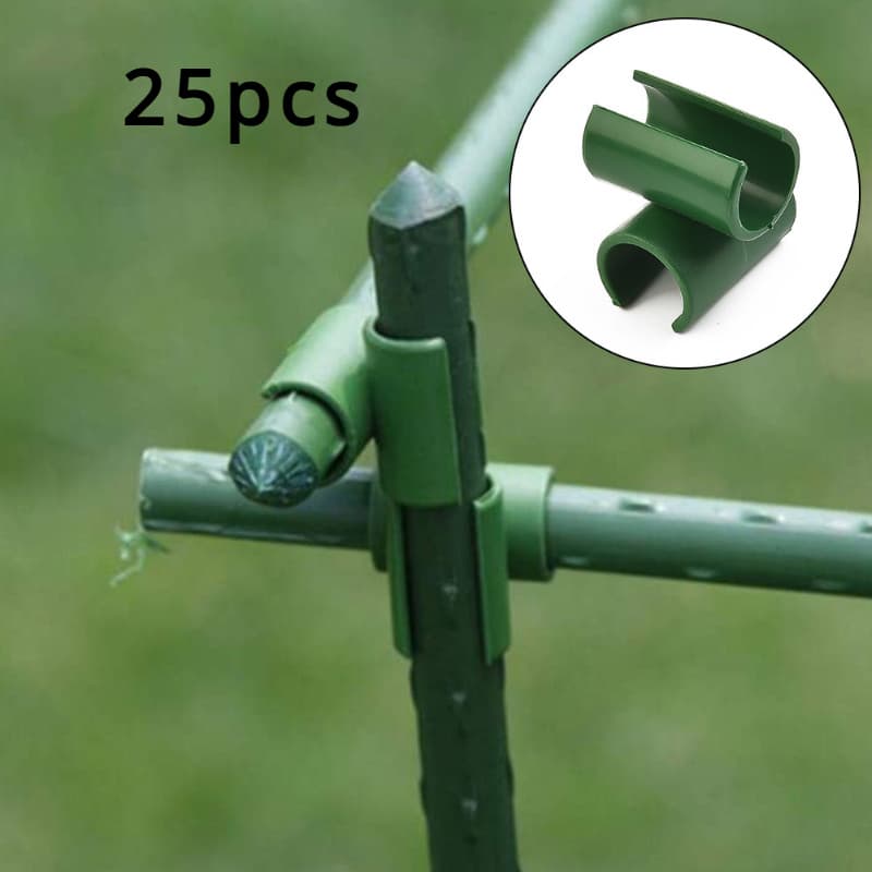 TEMU 25pcs Durable Pp Plastic Plant Support Clips - Trellis Connectors For Garden Frames, Pergolas And Greenhouses, Fits 11mm/16mm Rods
