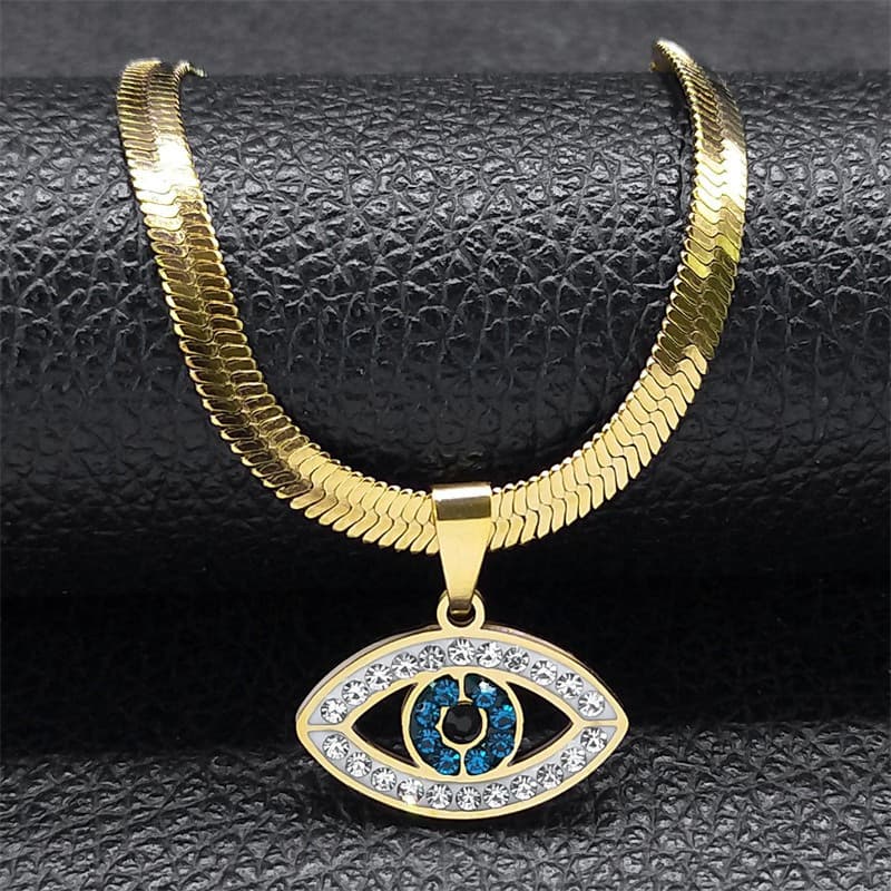 TEMU Fashion Eevil Eye Pendant Necklace Stainless Steel Mens And Womens Jewelry Amulet Turkiye Eye Necklace