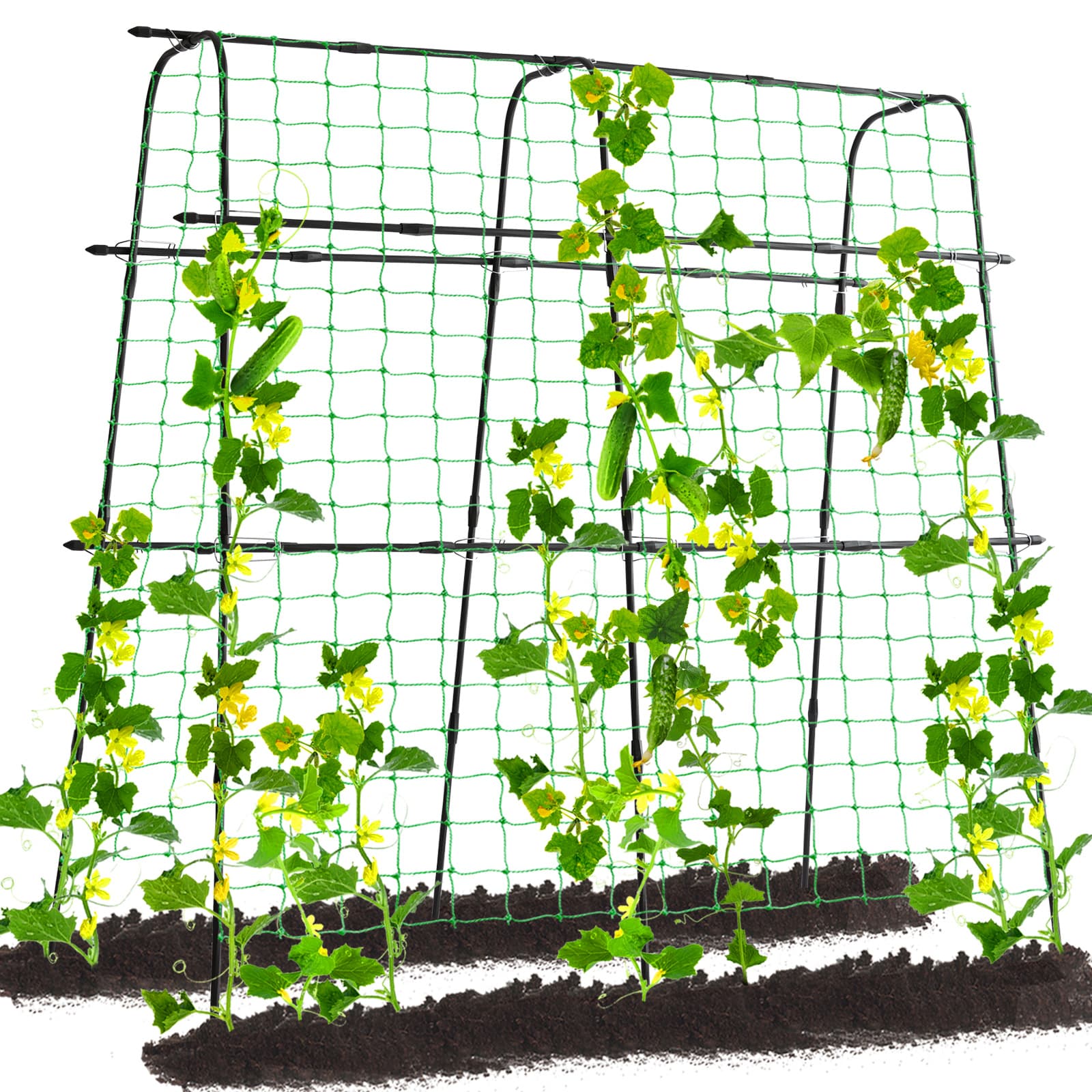TEMU Cucumber Trellis For Garden, 5ft Tall Metal Pea Tunnel Garden For Climbing Plants Outdoor, Trellis Support For Vegetables Squash Cucumber, Lightweight, Garden Bracket, Black