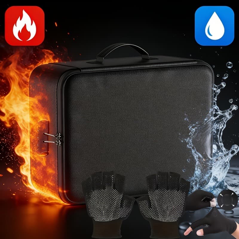 TEMU Fireproof Box With Combination Lock Waterproof File Storage Organizer Portable Travel Bag For Important Papers Certificate