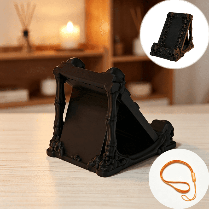 TEMU 1pc 3d Printed Gothic Phone Stand With A Lanyard, Dark Style Desktop Ornament, Horror Creative Gift, Horror-themed Home Decor, Halloween Decoration, Decoration, Gaming Room Decoration.