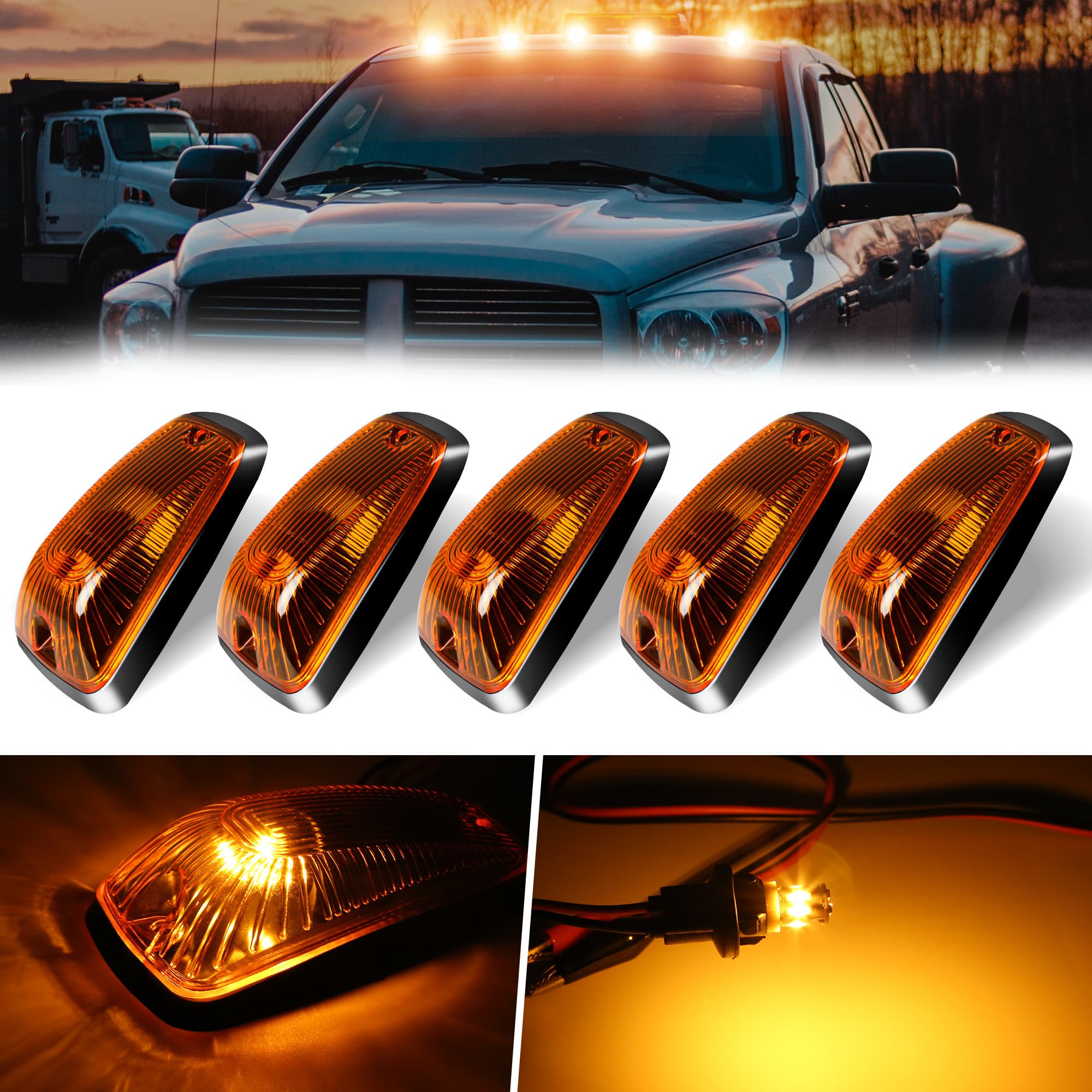 TEMU 5pcs Led Cab Roof Marker Lights For Pickup Trucks Rv Boat-top Running Lamps