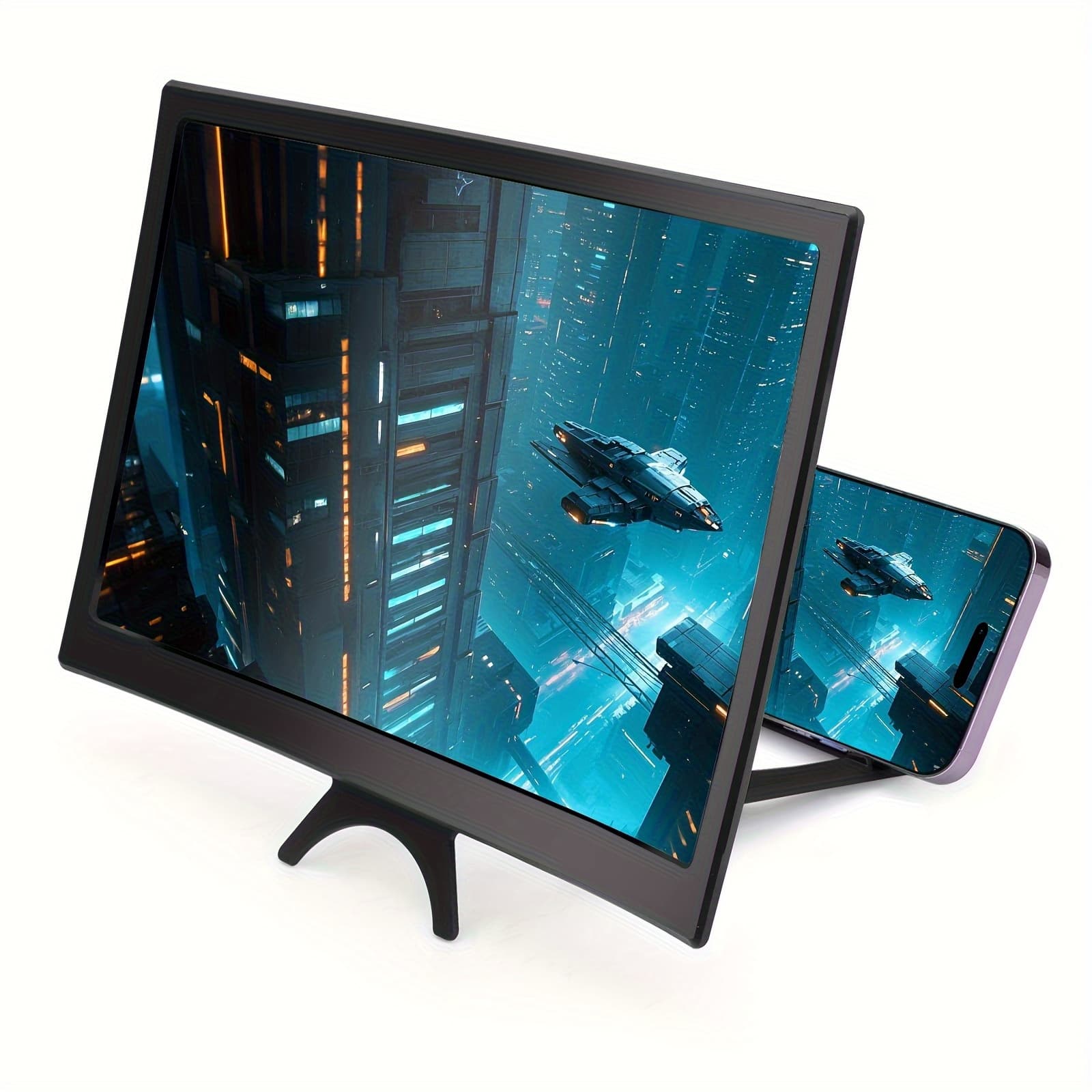 TEMU 12 Inch Screen Magnifying Glass, 3d Magnifying Glass Projection Screen, Foldable Phone Stand With Curved Screen Amplifier, Used For Movies, Videos, And Games