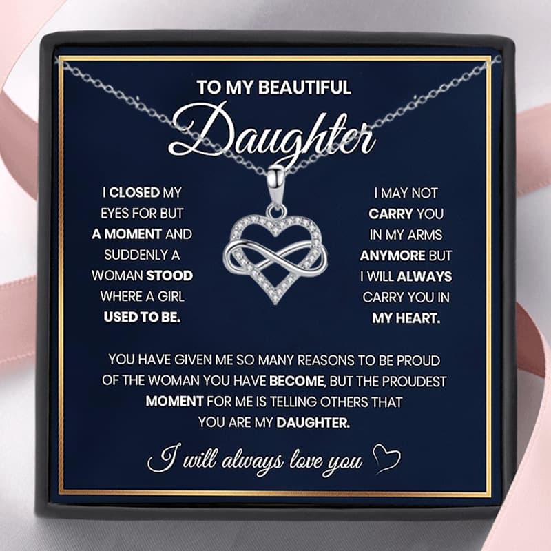 TEMU To My Heart Necklace With Card & Box, Gift For Daughter, Birthday Gift, Christmas Gift