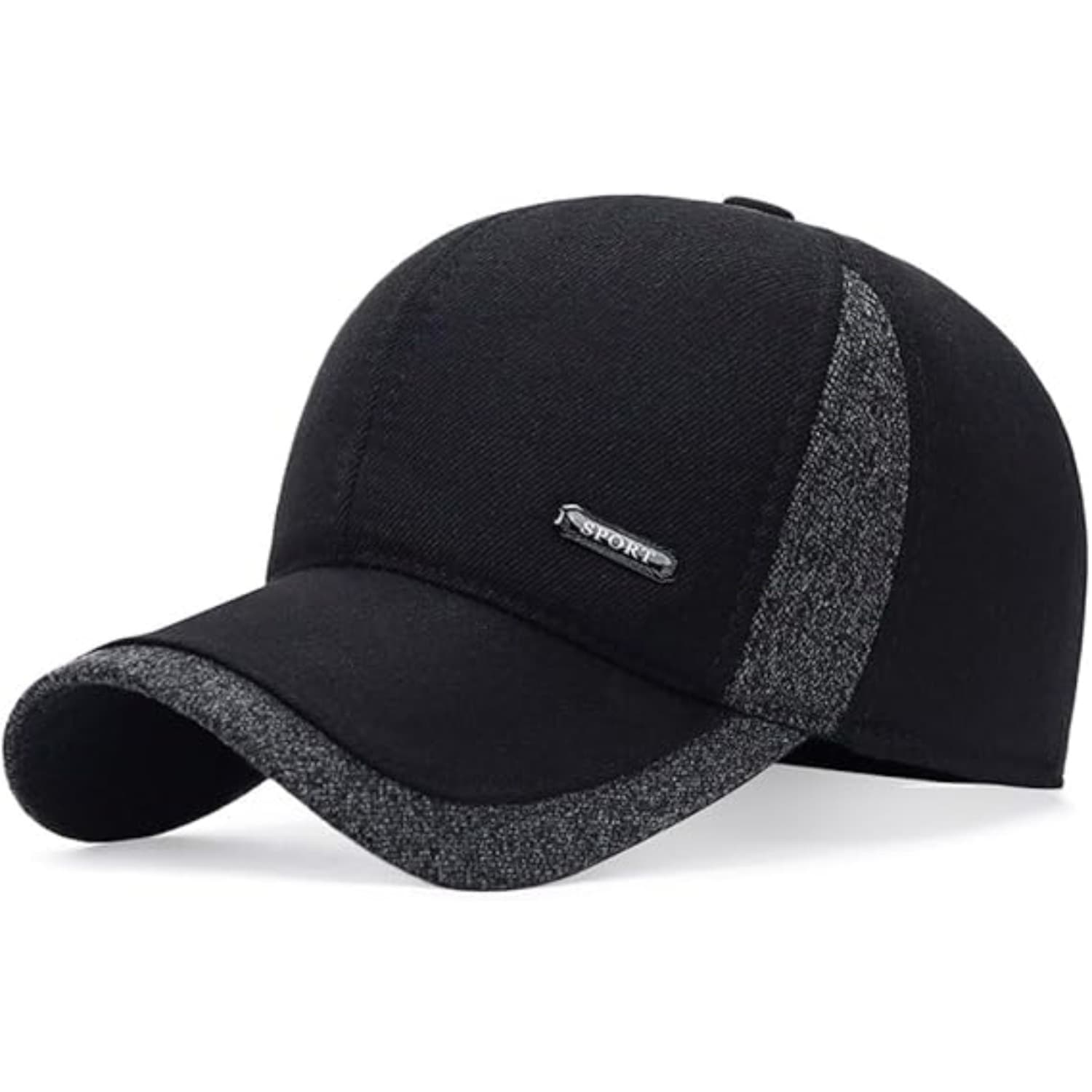 TEMU Autumn Winter Warm Hat Casual Fleece Lined Thickened Men's Baseball Outdoor Windproof Hat With Ear Flaps
