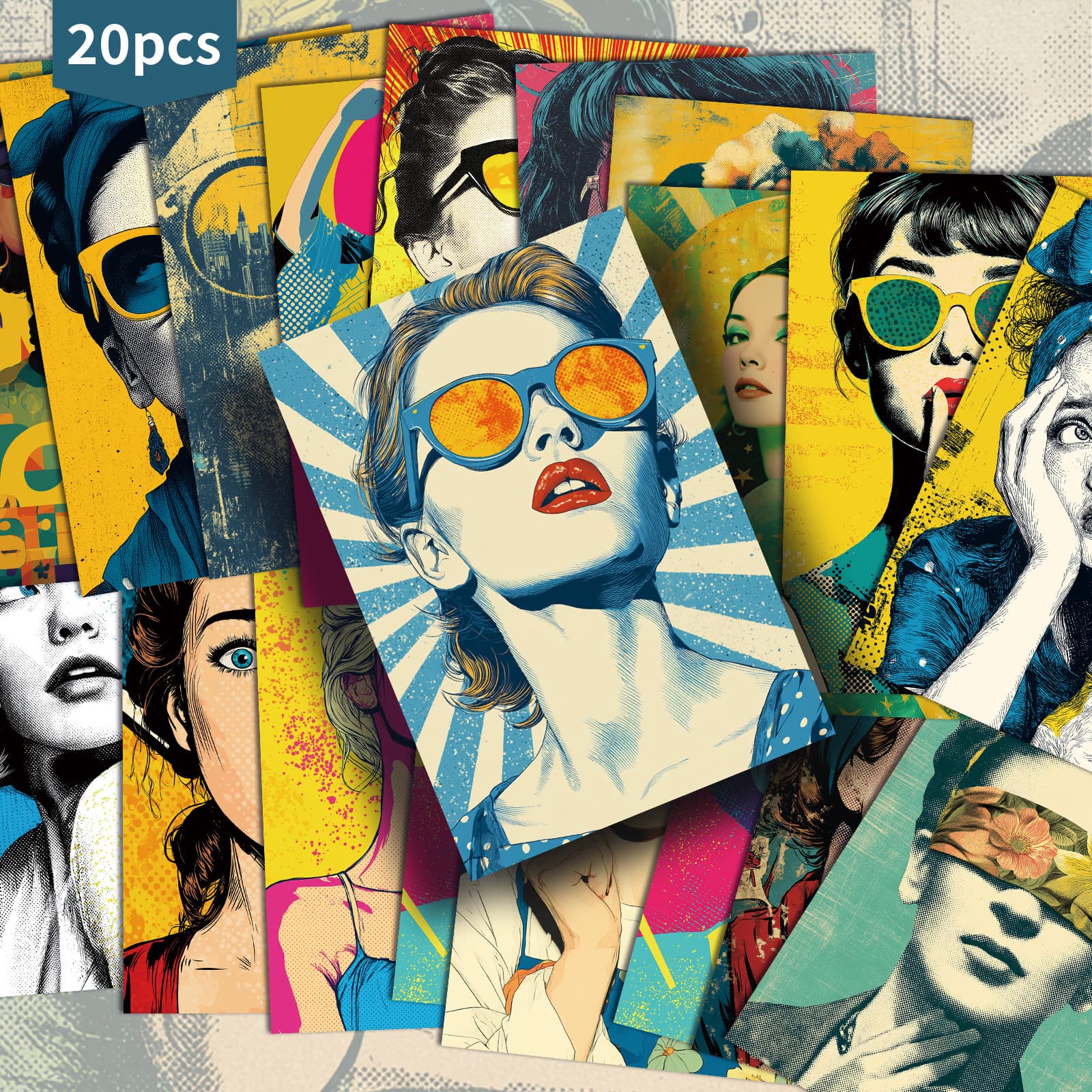 TEMU 20 Pack Vintage Female Portrait Paper Postcards - 4x6 Inches Vintage Junk Journal Paper, Classic Pinup Illustrations, Collectible Decorative Painting Cards For Scrapbooking & Crafting