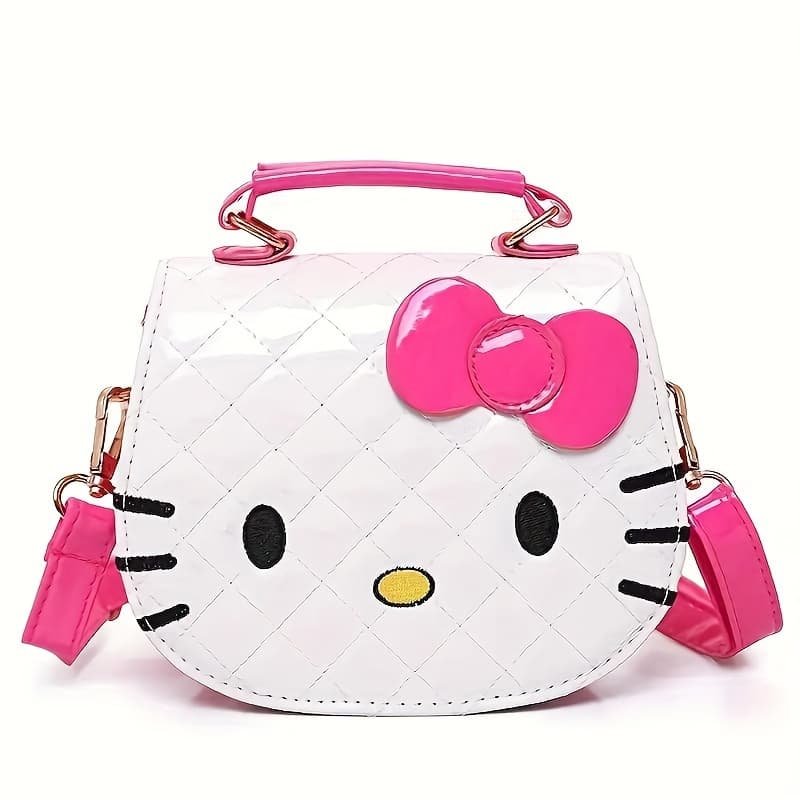 TEMU Hello Kitty Backpack For & - Cute Anime With Hello Kitty Face & Iconic Bow, Bookbag With Adjustable Strap & Removable Handle, & For Teen, Birthday Gift