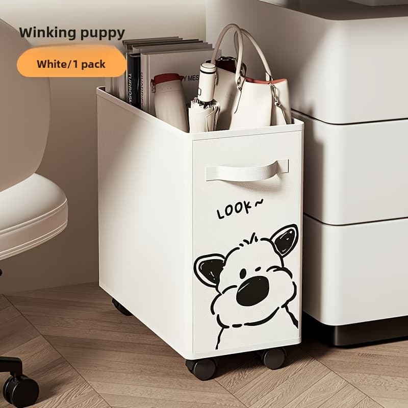 TEMU 1pc Cute Animal Design Mobile Storage Cart With Wheels Detachable Under Desk Organizer For Office Supplies Crystal () Trolley