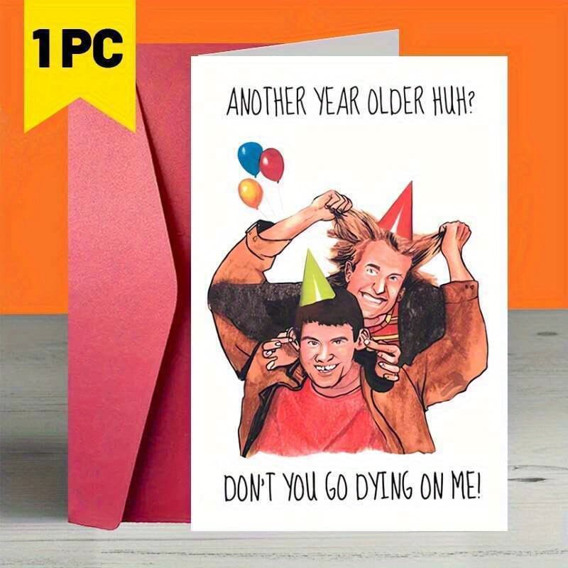 TEMU 1pc Fun Birthday Card, Humorous Celebration Note For , Birthday Gift, Paper Material, With Option, Suitable For Any Recipient, Congratulations And Gratitude