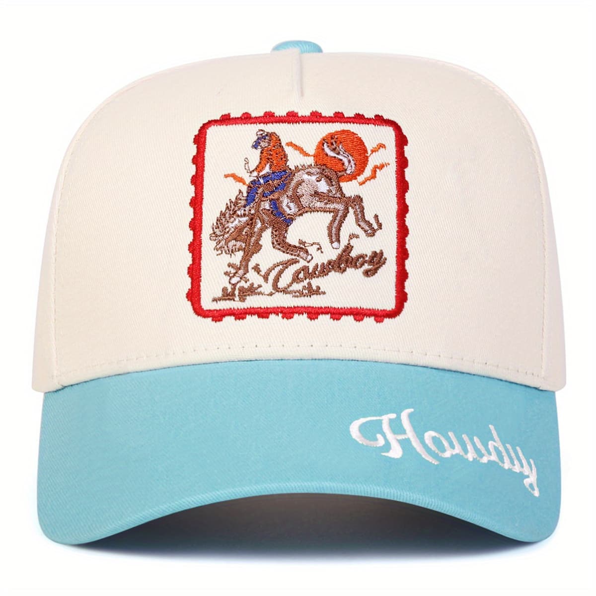 TEMU 1 Men's Cowboy Riding Baseball , Fashionable Five-panel Hat, Adjustable Outdoor Casual , Suitable For Spring And Autumn Travel, Beach Vacation
