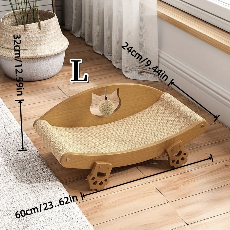TEMU Sisal Cat Scratching Board With Pet Toy Durable Claw-friendly Sofa Indoor Cat Scratching Bed Swing Cradle Chair Natural