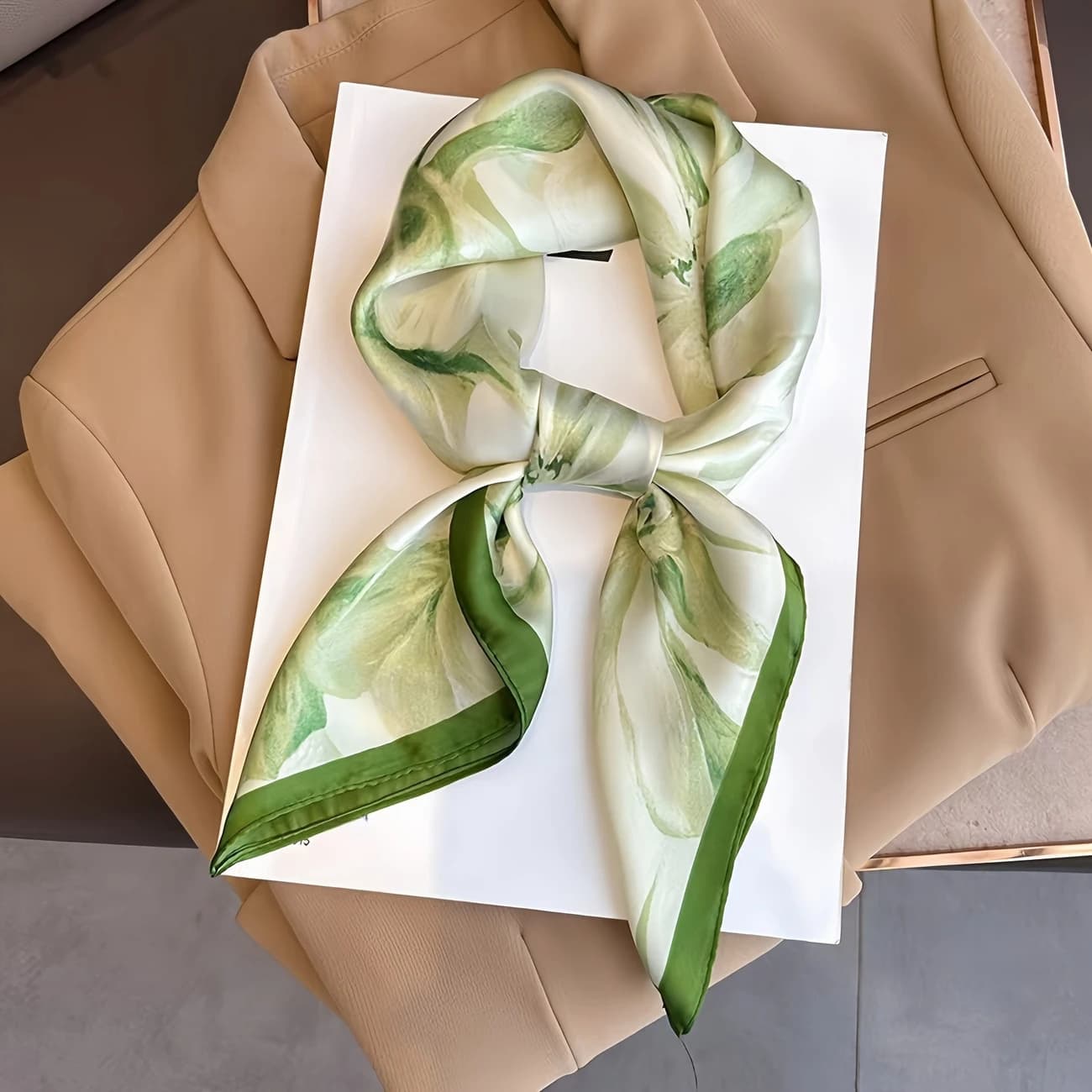 TEMU A Women's Floral Square Scarf - A Printed Floral Satin-like Scarf And Hair Accessory - Suitable For Everyday Wear, Casual , Parties, Events, Outdoor Photography, And Fashion Additions
