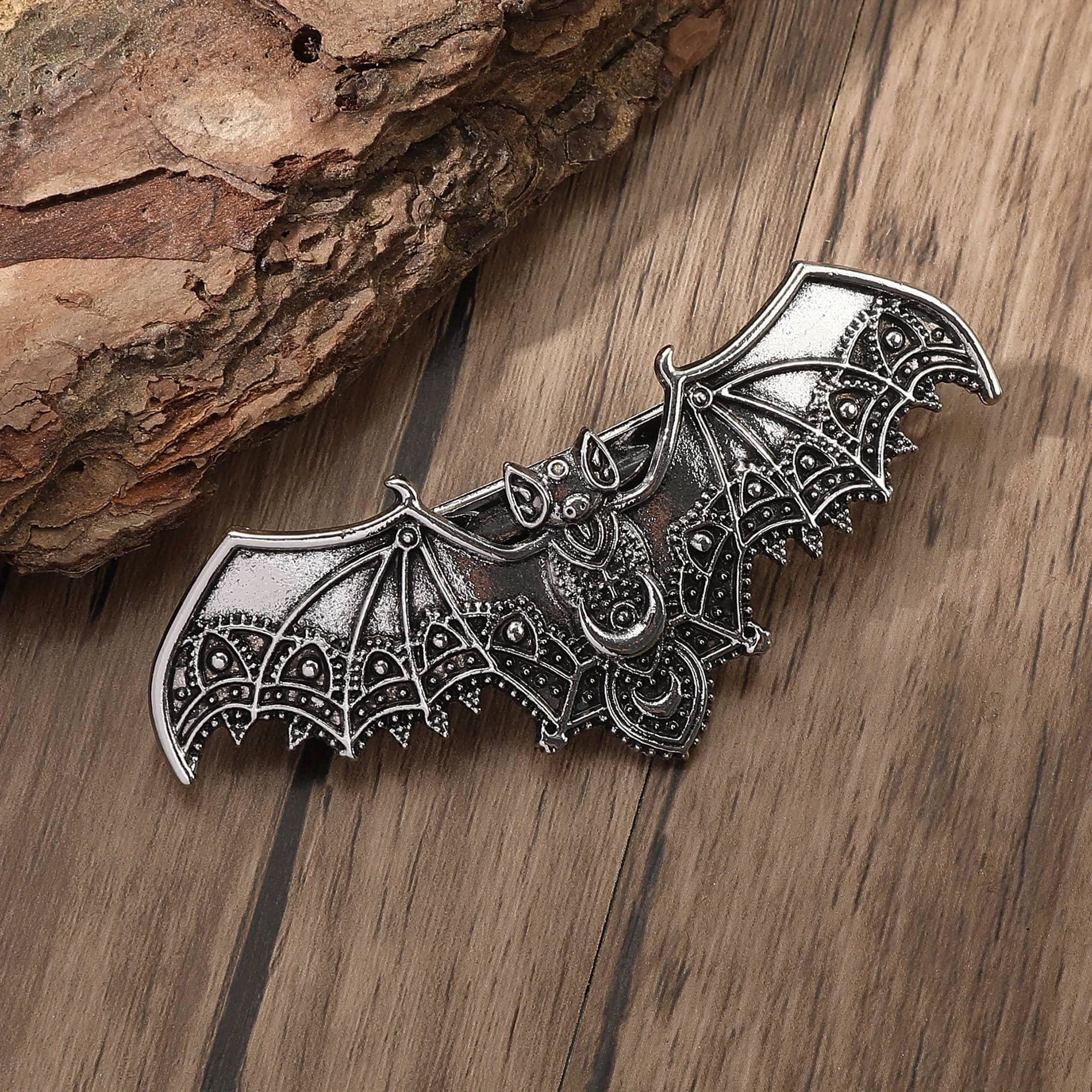 TEMU Retro Gothic Bat Moon Hair Clip Spring Clip Hair Accessories Trendy Fashion Headwear Style Party Accessories Valentine's Day Birthday Gift