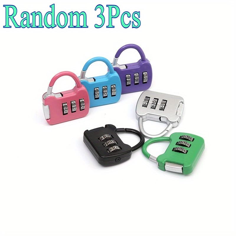 TEMU Random 3pcs/pack 3-digit Combination Lock Padlock, Durable Travel Luggage Lock For Suitcases, Gym, Cabinets, And More