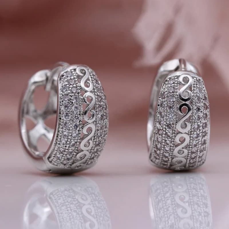 TEMU 1 Pair Women's Elegant Hoop Earrings - Infinity-like Continuous , Synthetic Synthetic Synthetic Zirconia Stones, Everyday & Party Jewelry, For Formal Casual Outfits - Affordable Gift For Women
